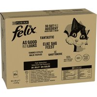 Felix Fantastic 80 x 85 g - Jumbopack - Mix de pescado en gelatina (platija, salmón, atún, bacalao)