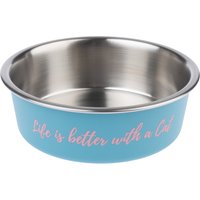 Gamelle en inox TIAKI "Better With A Cat" pour chat - capacité : 850 mL, 17,2 cm de diamètre