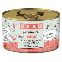 Ekonomiförpackning: GRAU Adult Grain Free 24 x 200 g - Kyckling med morot och kattmynta