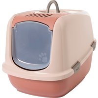 Maison de toilette Savic Nestor XXL pour chat - rose champagne / rouge toscane