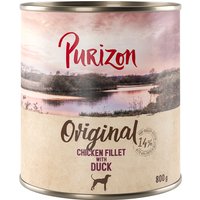 Ekonomipack: Purizon 24 x 800 g - Adult Kycklingfilé med anka, morötter & björnbär