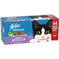 44x 85g Felix Original Mix in gelei (zalm, tonijn, rund, kip) natvoer voor katten
