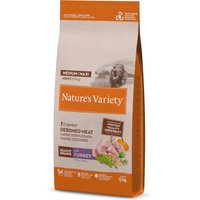 12 kg Nature's Variety Medium/Maxi + 4 x 300 g Paté No Grain på köpet! - Healthy Grains Adult kalkon