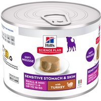 Hill's Science Plan Sensitive Stomach & Skin Small & Mini Mousse - Kalkon (12 x 200 g)