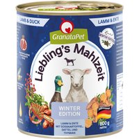 6 x 800 g GranataPet Liebling's Mahlzeit Rêve d'hiver pour chien - agneau et canard