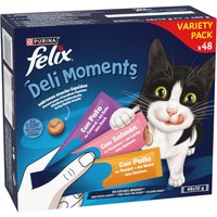 48x10g Felix Deli Moments Multipack poulet, saumon et canard friandises pour chat