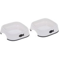 Lot 2x gamelles plastique Little Fish 200mL, L13,5 l13,5cm - Gamelle pour chat