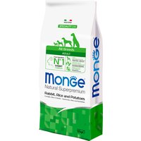 2 x 12 kg Monge Superpremium Crocchette cane - All Breeds Adult Coniglio, Riso e Patate
