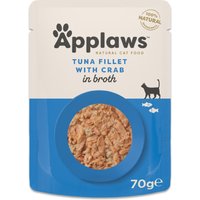 Paquet économique 24x70 Filet de thon avec crevettes Applaws Natural en bouillon nourriture humide pour chat