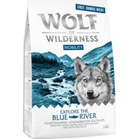 1kg ""Explore The Blue River" Mobility poulet élevé en liberté, saumon Wolf of Wilderness Croquettes pour chien