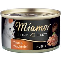 Miamor Filetes Finos 24 x 100 g - Pack Ahorro - Atún y huevo de codorniz