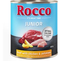 Lot Rocco Junior 24 x 800 g pour chien - bœuf, poulet, pommes de terre