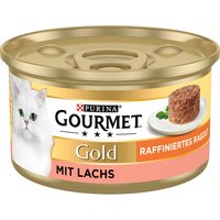 12x85g Gold Gourmet Ragoût raffiné au saumon - Pâtée pour Chat