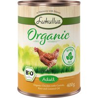Lukullus Organic Adult ekologisk kyckling & ekologisk morot (glutenfritt) - 6 x 400 g
