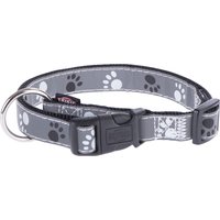 Collare Trixie Silver Reflect con motivo a zampine - Tg. M–L: circonferenza 35 - 55 cm x H 2 cm