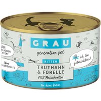 Ekonomipack: GRAU Kitten Grain Free 24 x 200 g - Kalkon & öring