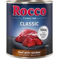 Rocco Classic 6 x 800 g hundfoder - Nötkött renkött