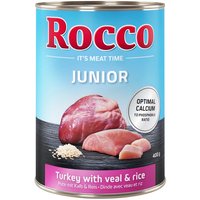 6x400g Junior Kalkoen- & Kalfshart + Calcium Rocco Hondenvoer