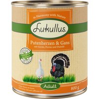 Ekonomipack: Lukullus Naturkost 24 x  800 g - Adult Kalkonhjärta & gås
