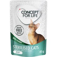 Ekonomipack: Concept for Life Grain Free 48 x 85 g - Sterilised Cats Kanin -  i gelé