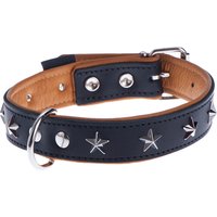 Collier en cuir Heim Stars, noir taille 50 tour de cou 38-46 cm - pour chien