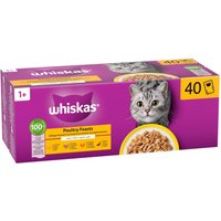 40x85g Whiskas 1+ Adult Vershoudzakjes Gevogelte in Gelei (4 soorten) nat kattenvoer