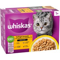 Multipack Whiskas 1+ Adult portionspåsar 12 x 85 g - Fjäderfäurval i sås