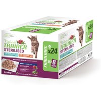 24x85g Natural Trainer Adult Sterilised paquet de mélange : dinde et cabillaud
