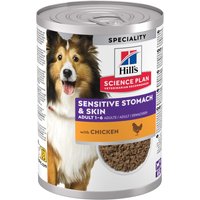 Hill's Science Plan Adult Hund Sensitive Stomach & Skin - Kyckling (24 x 370 g )