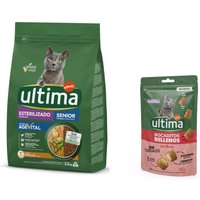 2,5 kg Ultima droogvoer voor katten + 60 g Affinity Ultima Gevulde hapjes kattensnack gratis! - Sterilised Senior Kip