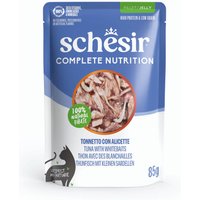 Schesir Complete Nutrition filé i gelé 6 x 85 g i portionspåsar - Tonfisk med vit fisk