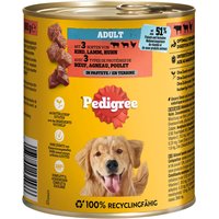 Pedigree Classic 12 x 800 g - Nötkött, lamm & kyckling i paté