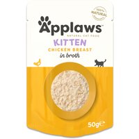 Paquet économique 24x50g Filet de poulet Applaws Natural Kitten en bouillon Nourriture humide pour chats