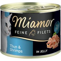 6x185g Filets Fins thon, crevettes en gelée Miamor - Nourriture pour Chat