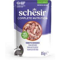 12x 85g Schesir Complete Nutrition Filet in gelatină Ton & Vită hrană umedă pisici