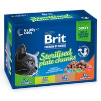 12x100g Sterilised Plate Brit Premium Cat nourriture humide pour chats