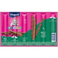 6x6g Vitakraft Cat Stick Classic canard, lapin - Friandises pour chat