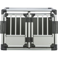 Maat M-L: B 93 x D 88 x H 64 cm - Trixie Transportbox Aluminium dubbel