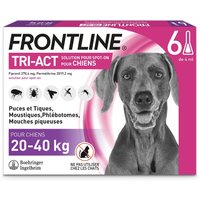 6 pipettes Frontline Tri Act pour chien de grande taille, 20 à 40 kg