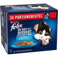 24x85g Felix Tendres Effilés en gelée sélection au poisson - Pâtée pour chat
