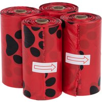 Hundbajspåsar med doft - 4 rullar à 15 påsar röd, Ros