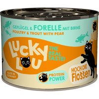 6x200g Lucky Lou Lifestage Adult volaille & truite nourriture pour chat humide