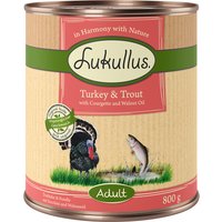 Lukullus Naturkost Adult Grain Free 6 x 800 g - Kalkon & öring