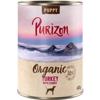 Purizon Ekologisk 6 x 400 g - NY Puppy ekologisk kalkon med ekologiska morötter