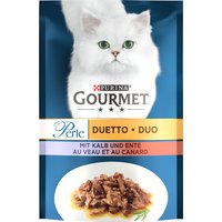 26x85g Gourmet Perle Duo de viandes, veau, canard - Pâtée pour chat