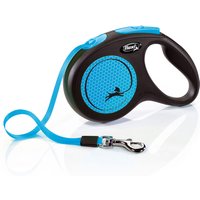 Laisse-enrouleur flexi New Neon (5 m), bleu pour chien - taille M : jusqu'à 25 kg