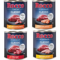 Voordeelpakket Rocco Classic 24 x 800 g Hondenvoer - Mix: Puur Rund, Kip, Zalm & Gevogeltehart