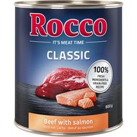 6x800g Rocco Classic bœuf, saumon - Pâtée pour chien