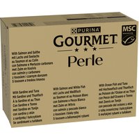 Jumbopack: Gourmet Perle 96 x 85 g - Lax & vit fisk, Sardiner & tonfisk, Lax & sej, Havsfisk & tonfisk i sås