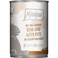 6x 400g MjAMjAM Duo bœuf délicieux & bonne dinde à la courge cuite à la vapeur nourriture pour chat humide